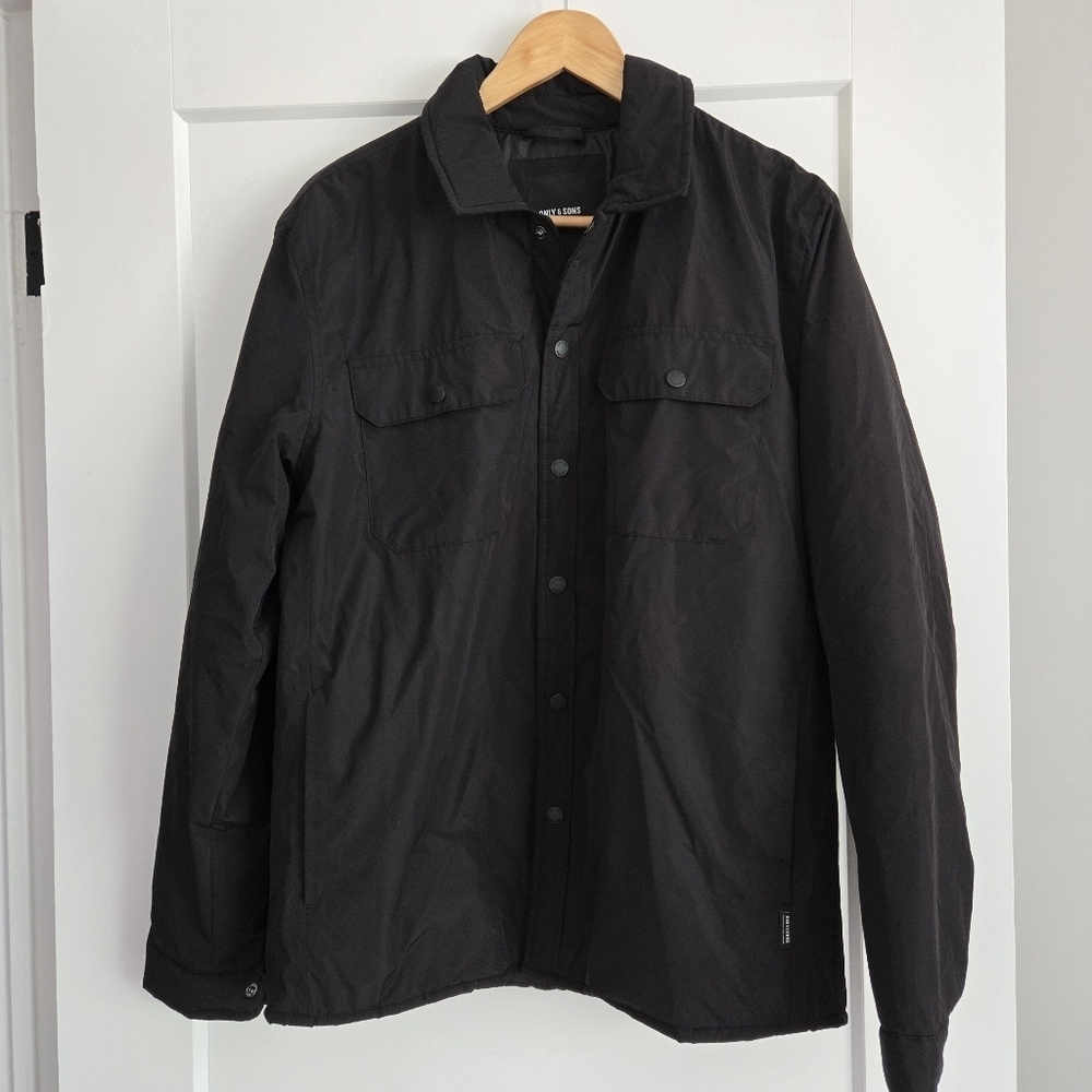 Only & Sons Men's Black Button Up Medium Jacket